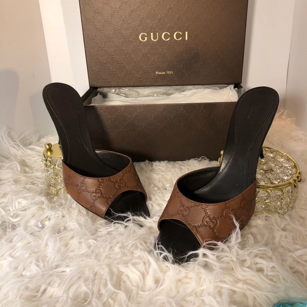 GUCCI ALEPPO PEEP TOE SLIDE